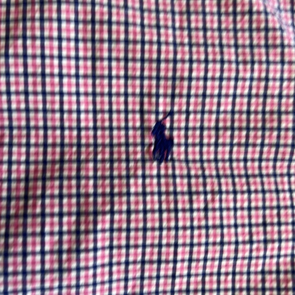 Mens Ralph Lauren XL blue and Pink striped button down dress shirt - Picture 4 of 4
